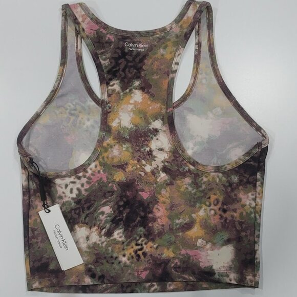 Calvin Klein Printed Racerback Cropped Tank Top Size Large - Picture 7 of 9